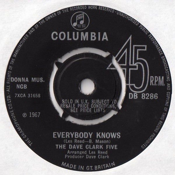 The Dave Clark Five : Everybody Knows (7", Single, 4-l)
