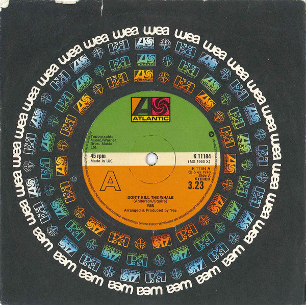 Yes : Don't Kill The Whale (7", Single, Com)