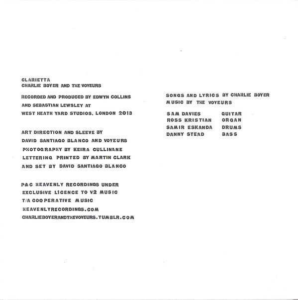 Charlie Boyer And The Voyeurs : Clarietta (CD, Album)