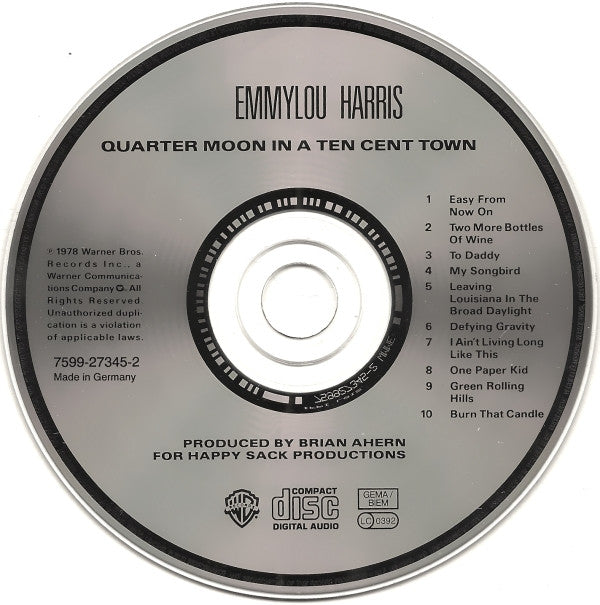 Emmylou Harris : Quarter Moon In A Ten Cent Town (CD, Album, RE)