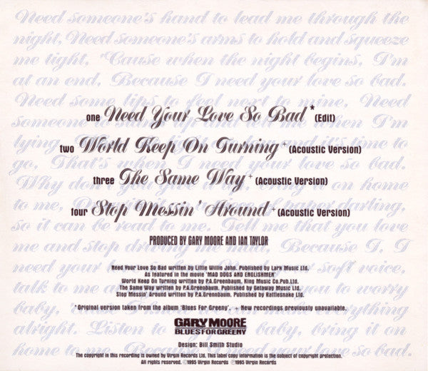 Gary Moore : Need Your Love So Bad (CD, Single)