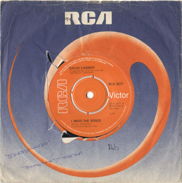 David Cassidy : I Write The Songs (7", Single, Pus)