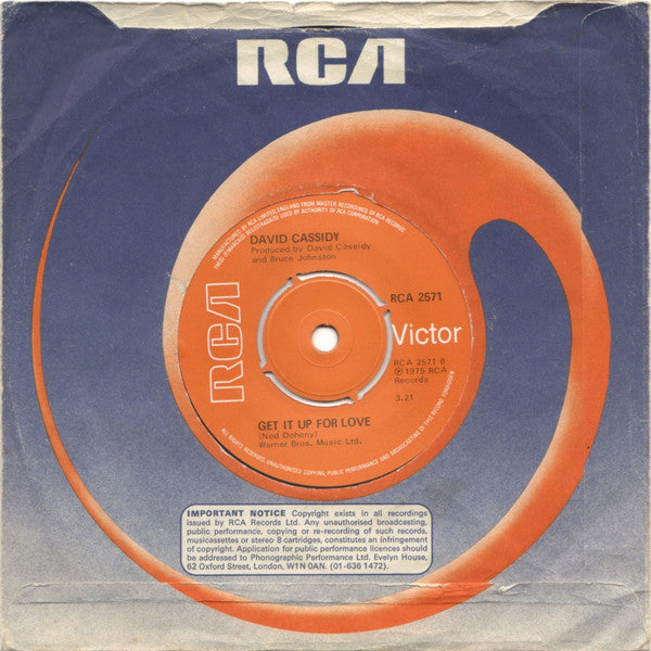 David Cassidy : I Write The Songs (7", Single, Pus)