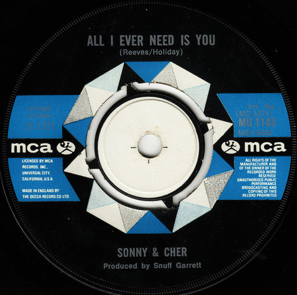 Sonny & Cher - All I Ever Need Is You (7) (Very Good (VG)) - DaddyPop