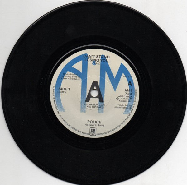 The Police : Can't Stand Losing You (7", Single, Promo)