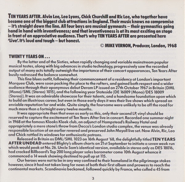 Ten Years After : Undead (CD, Album, RE)