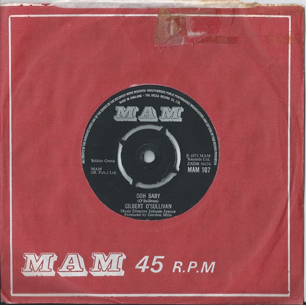 Gilbert O'Sullivan : Ooh Baby (7", Single)