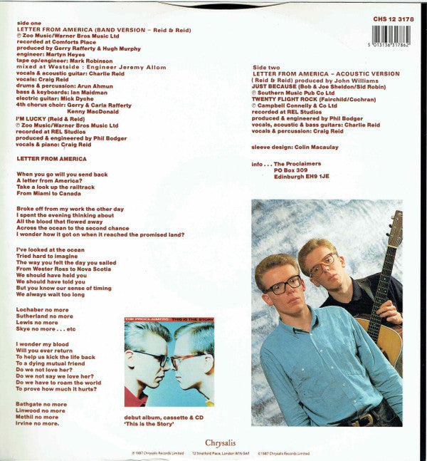 The Proclaimers : Letter From America (Band Version) (12")