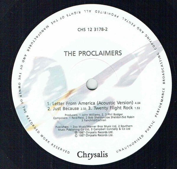 The Proclaimers : Letter From America (Band Version) (12")