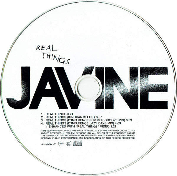 Javine : Real Things (CD, Single, Enh)
