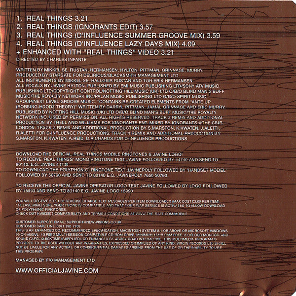 Javine : Real Things (CD, Single, Enh)