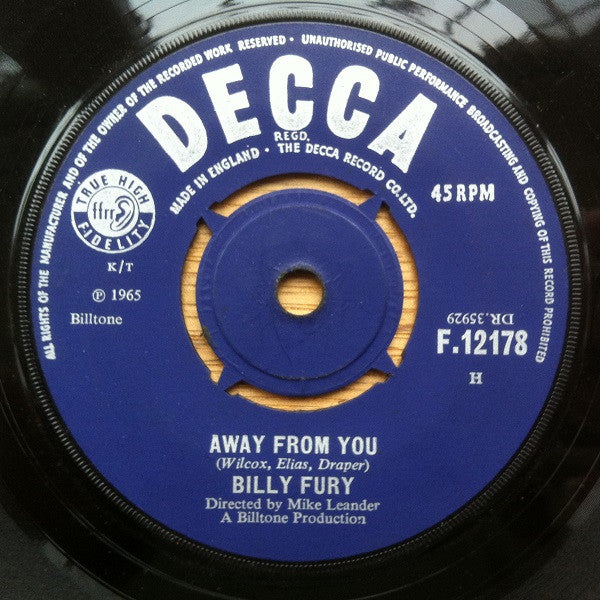 Billy Fury : In Thoughts Of You (7", Single)