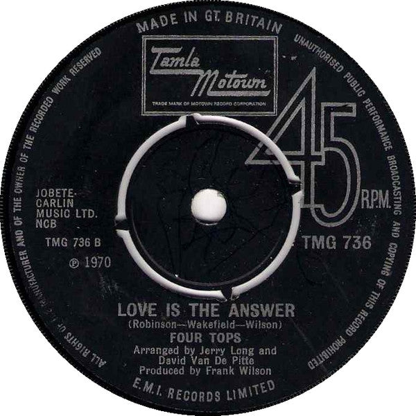 Four Tops : It's All In The Game (7", Single, Pus)