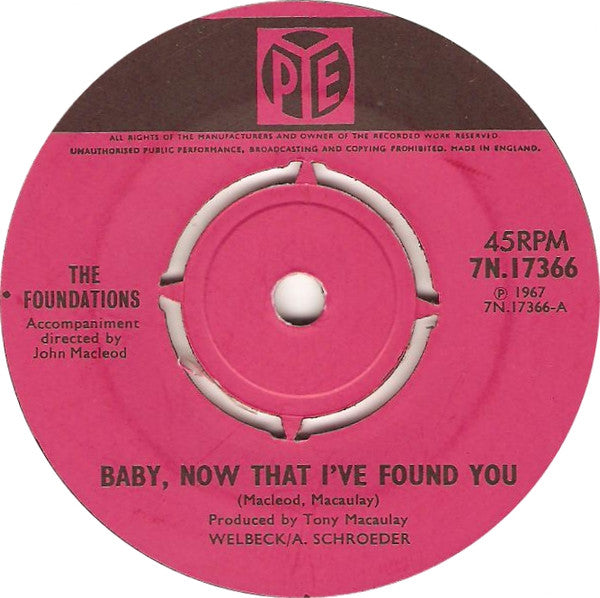 The Foundations : Baby, Now That I've Found You (7", Single, Pur)