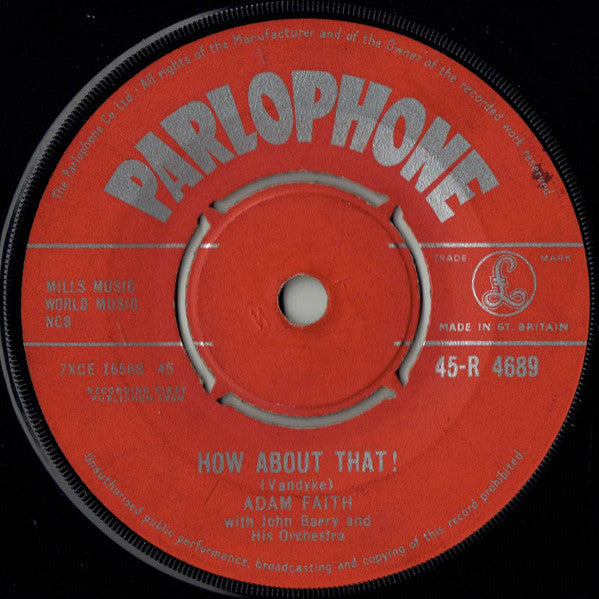 Adam Faith With John Barry & His Orchestra - How About That ! (7) (Good Plus (G)) - DaddyPop