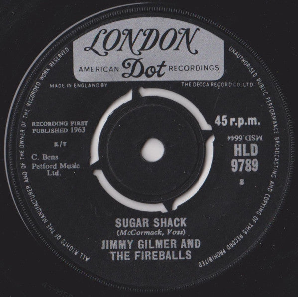 Jimmy Gilmer And The Fireballs : Sugar Shack (7", Single)