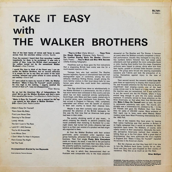 The Walker Brothers : Take It Easy With The Walker Brothers (LP, Album, Mono)