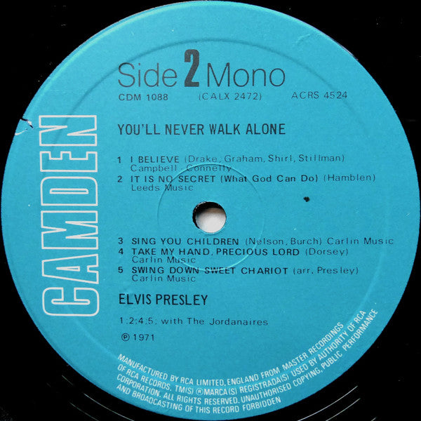 Elvis* : You'll Never Walk Alone (LP, Album, Comp, Mono, Tur)