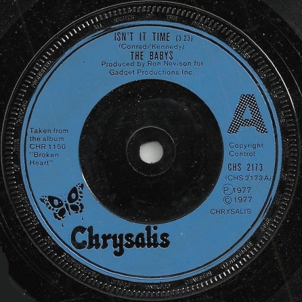 The Babys : Isn't It Time (7", Single, Blu)