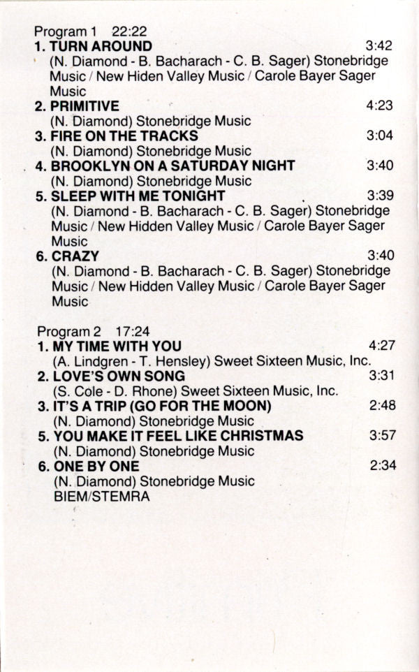 Neil Diamond : Primitive (Cass, Album)