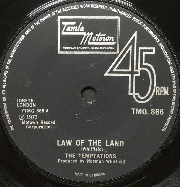 The Temptations : Law Of The Land (7", Sol)