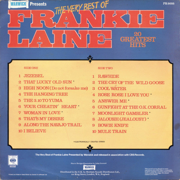 Frankie Laine : The Very Best Of Frankie Laine (LP, Comp)