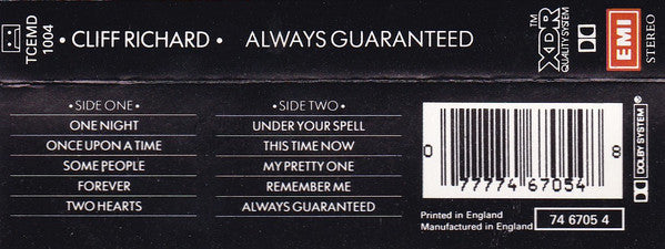 Cliff Richard : Always Guaranteed (Cass, Album)
