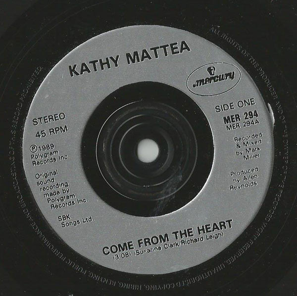 Kathy Mattea : Come From The Heart (7", Single)