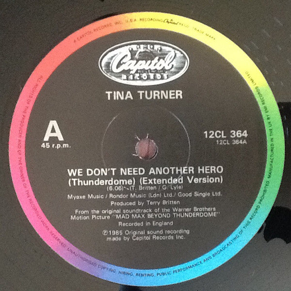 Tina Turner : We Don't Need Another Hero (Thunderdome) - Extended Mix (12", Single)