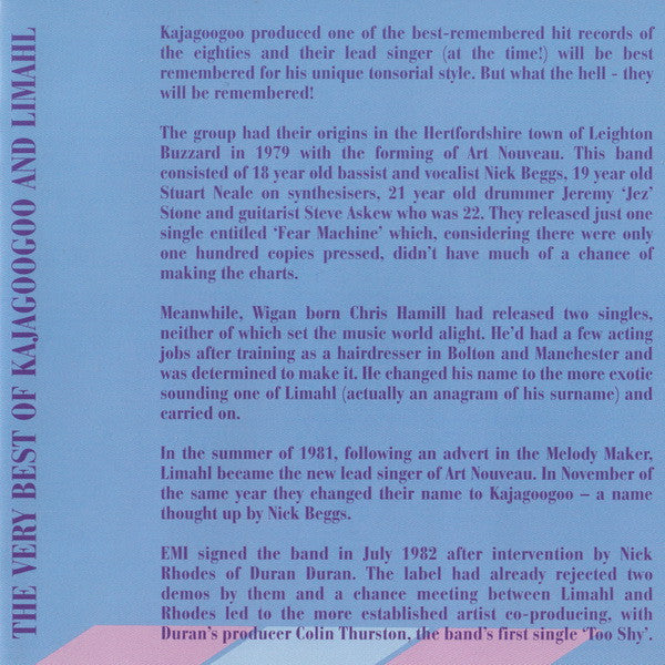 Kajagoogoo And Limahl : The Very Best Of Kajagoogoo And Limahl (CD, Comp, RE)