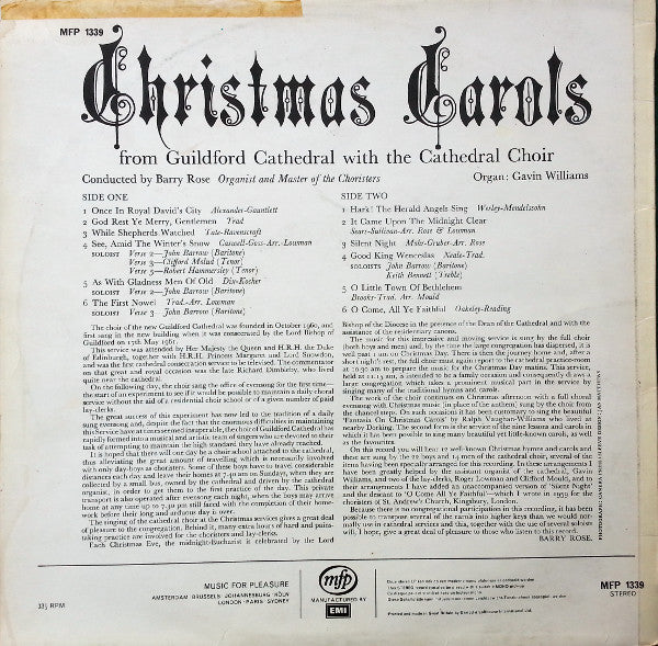 The Guildford Cathedral Choir : Christmas Carols From Guildford Cathedral (LP, Album, RE)