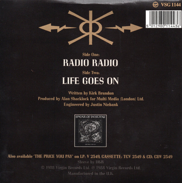 Spear Of Destiny : Radio Radio (7", Single, Ltd, Gat)