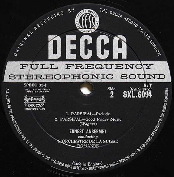 Ernest Ansermet Conducting L'Orchestre De La Suisse Romande : Ansermet Conducts Wagner (LP)