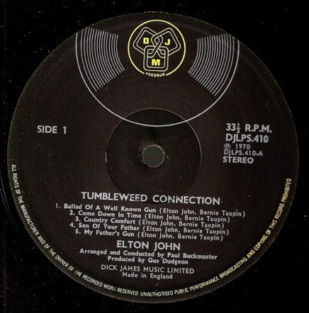 Elton John : Tumbleweed Connection (LP, Album, Gat)