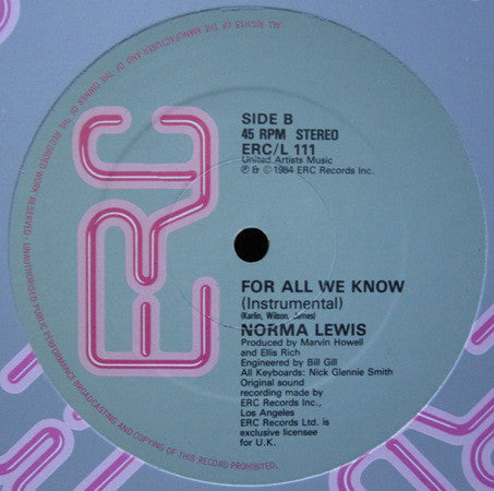 Norma Lewis : For All We Know (12")
