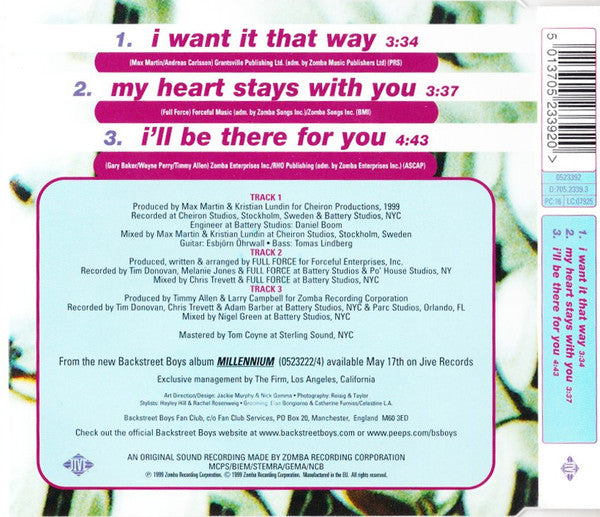 Backstreet Boys : I Want It That Way (CD, Single)