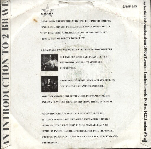 2 Brave - Stop That Girl (7) (Very Good Plus (VG)) - DaddyPop