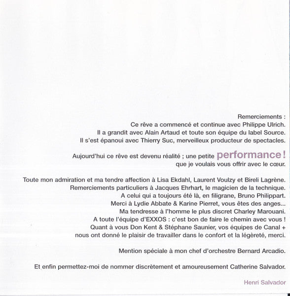 Henri Salvador : Performance ! (CD, Album)