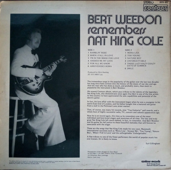 Bert Weedon : Bert Weedon Remembers Nat King Cole (LP)