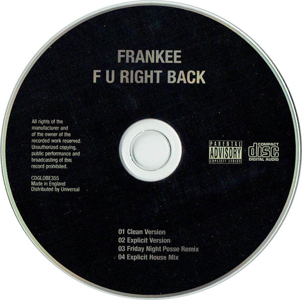 Frankee : F U Right Back (CD, Single)