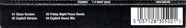 Frankee : F U Right Back (CD, Single)