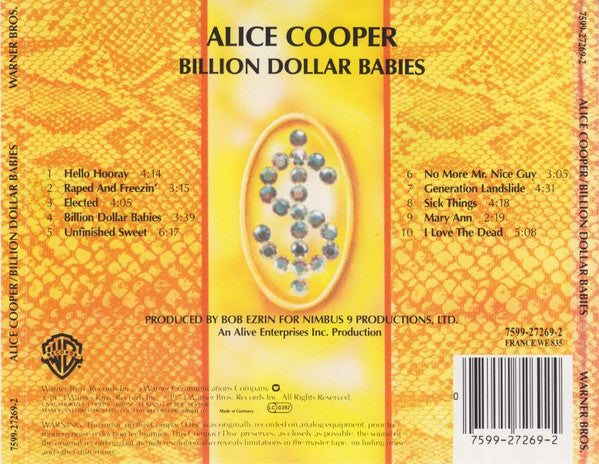 Alice Cooper : Billion Dollar Babies (CD, Album, RE)