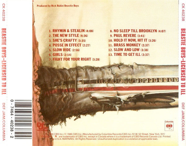 Beastie Boys : Licensed To Ill (CD, Album, RE, RP, Pit)