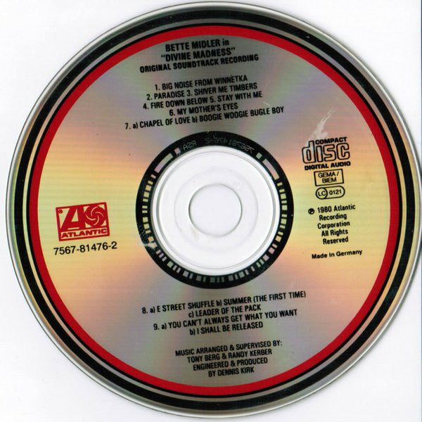 Bette Midler : Divine Madness (original soundtrack recording) (CD, Album, RE)