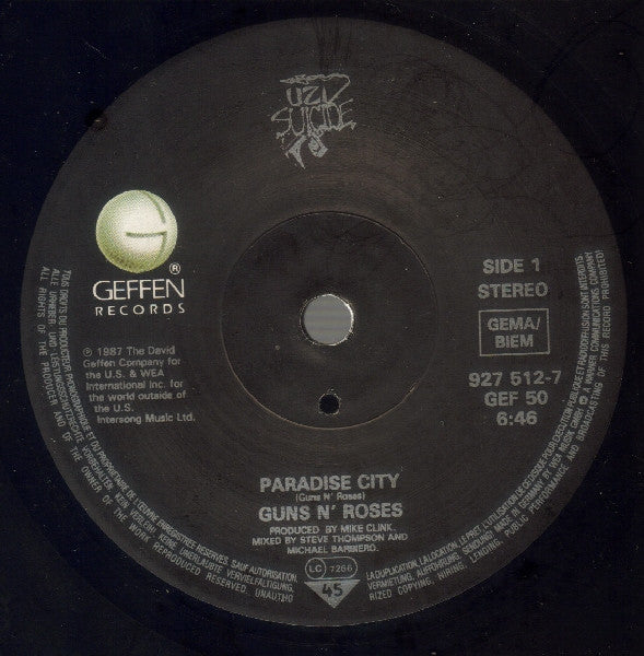 Guns N' Roses : Paradise City (7", Single, Pap)