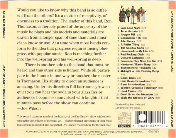 Dry Branch Fire Squad : Live! At Last (CD)