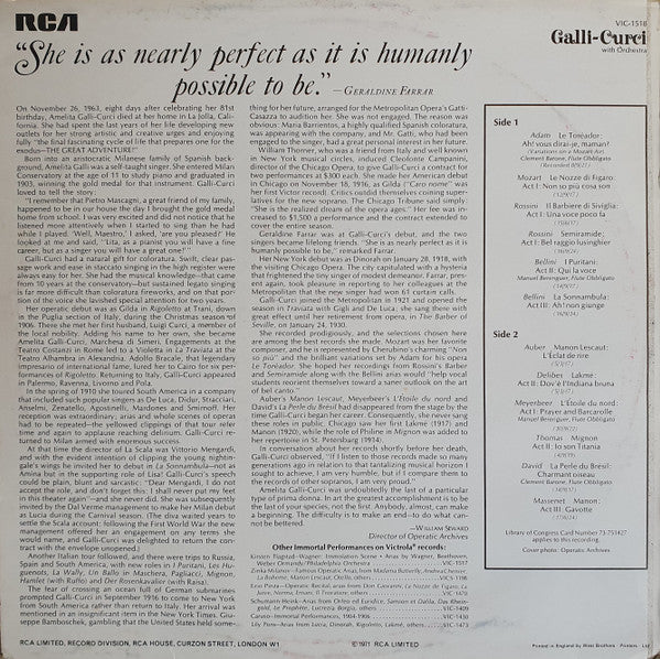 Amelita Galli-Curci : Golden-Age Coloratura (LP, Album, Comp, Mono)