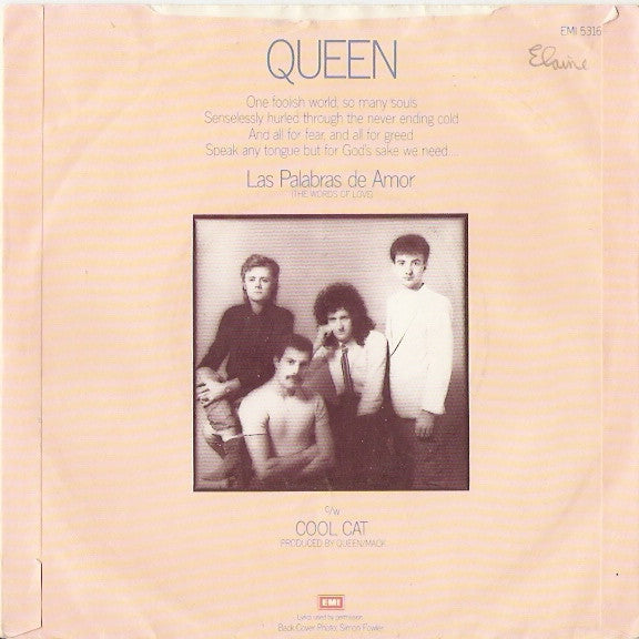 Queen : Las Palabras De Amor (The Words Of Love) (7", Single, Sol)
