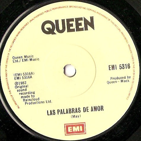 Queen : Las Palabras De Amor (The Words Of Love) (7", Single, Sol)