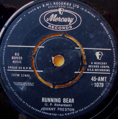 Johnny Preston : Running Bear / My Heart Knows (7", Single)